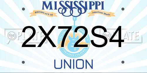 2X72S4 Mississippi License Plate