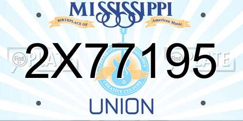 2X77195 Mississippi License Plate