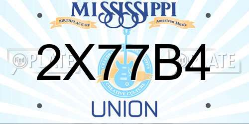 2X77B4 Mississippi License Plate