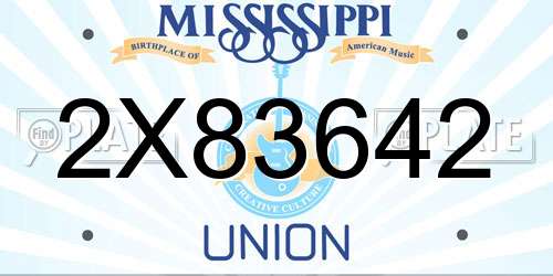 2X83642 Mississippi License Plate
