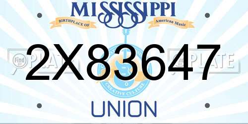 2X83647 Mississippi License Plate