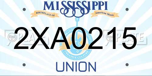2XA0215 Mississippi License Plate