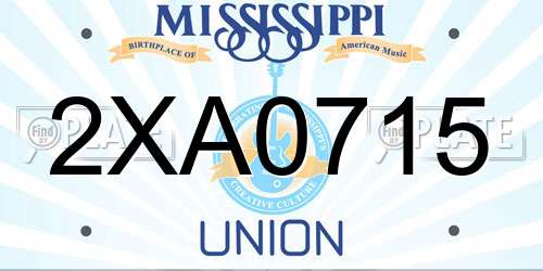 2XA0715 Mississippi License Plate