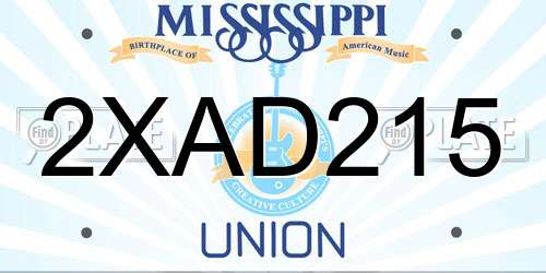 2XAD215 Mississippi License Plate