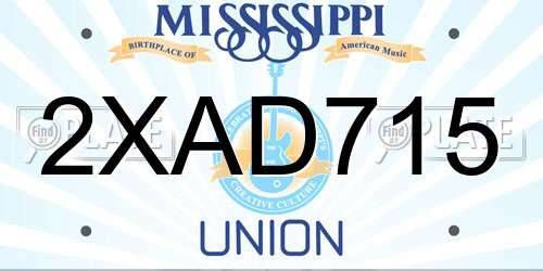 2XAD715 Mississippi License Plate