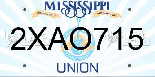 2XAO715 Mississippi License Plate