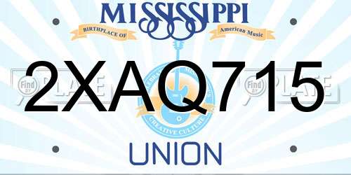 2XAQ715 Mississippi License Plate