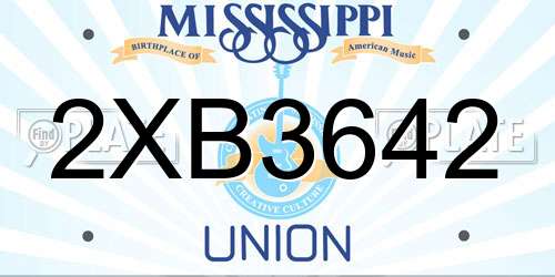 2XB3642 Mississippi License Plate