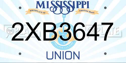 2XB3647 Mississippi License Plate