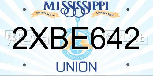 2XBE642 Mississippi License Plate