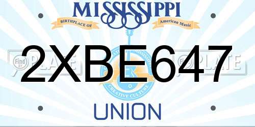 2XBE647 Mississippi License Plate