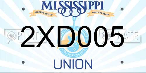 2XD005 Mississippi License Plate