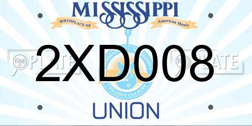 2XD008 Mississippi License Plate