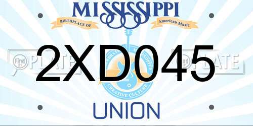 2XD045 Mississippi License Plate