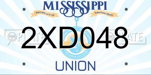 2XD048 Mississippi License Plate