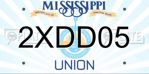 2XDD05 Mississippi License Plate