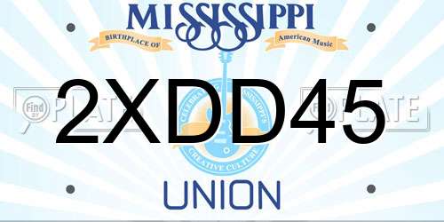 2XDD45 Mississippi License Plate