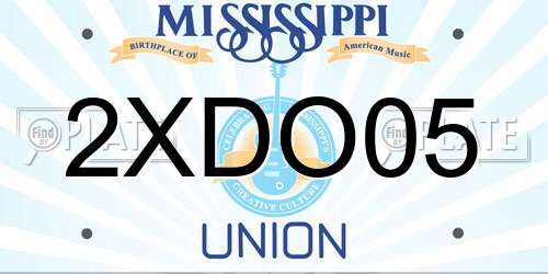 2XDO05 Mississippi License Plate