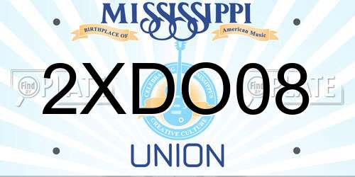 2XDO08 Mississippi License Plate