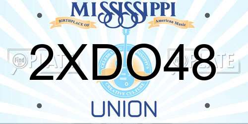 2XDO48 Mississippi License Plate