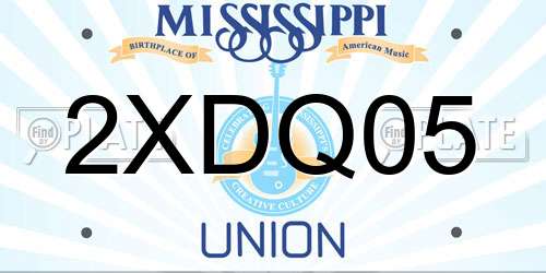 2XDQ05 Mississippi License Plate