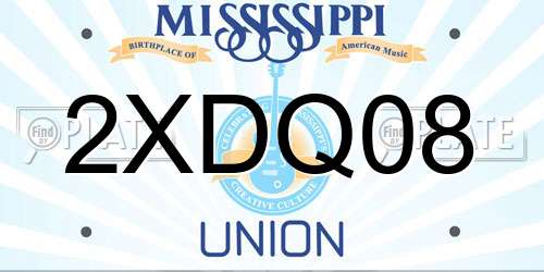 2XDQ08 Mississippi License Plate