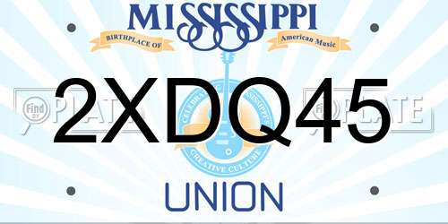 2XDQ45 Mississippi License Plate