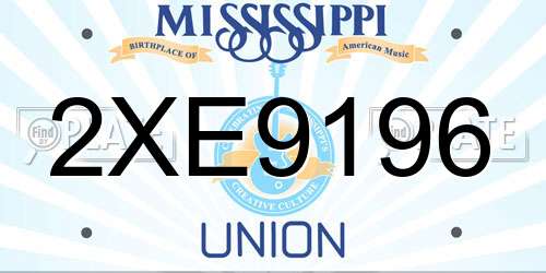 2XE9196 Mississippi License Plate