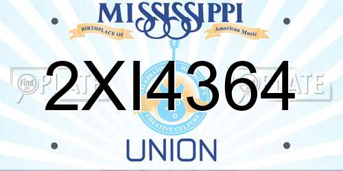 2XI4364 Mississippi License Plate