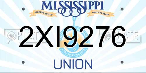 2XI9276 Mississippi License Plate