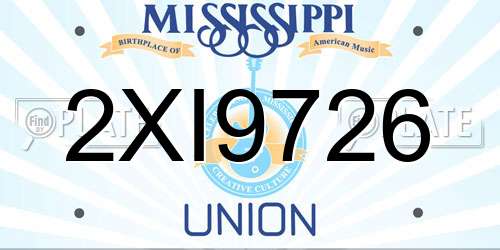 2XI9726 Mississippi License Plate