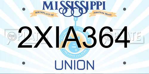 2XIA364 Mississippi License Plate