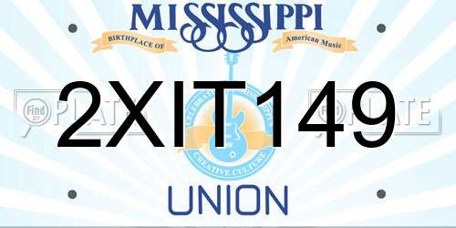 2XIT149 Mississippi License Plate