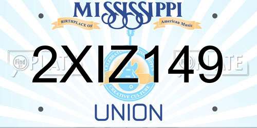 2XIZ149 Mississippi License Plate