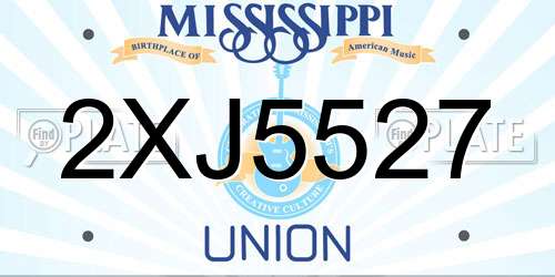 2XJ5527 Mississippi License Plate