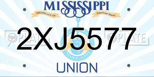 2XJ5577 Mississippi License Plate