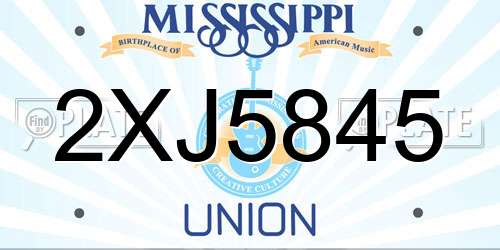 2XJ5845 Mississippi License Plate