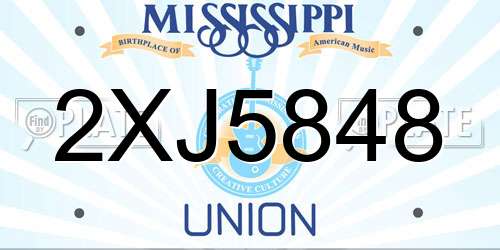 2XJ5848 Mississippi License Plate