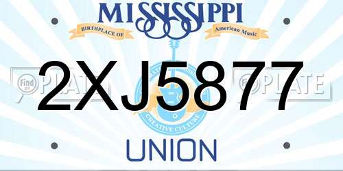 2XJ5877 Mississippi License Plate