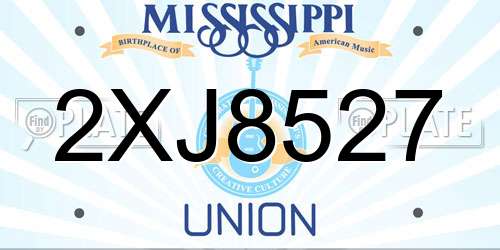 2XJ8527 Mississippi License Plate