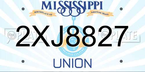 2XJ8827 Mississippi License Plate
