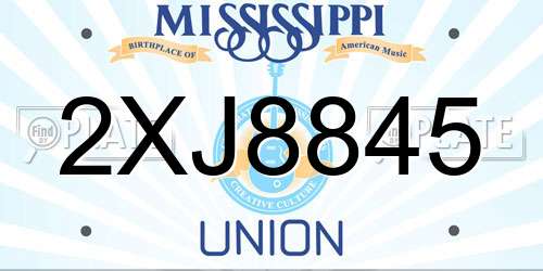 2XJ8845 Mississippi License Plate