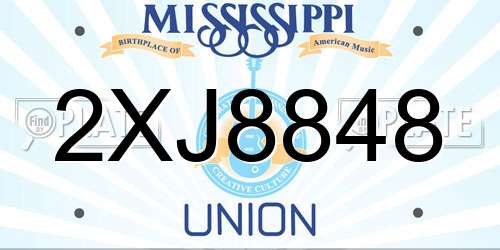 2XJ8848 Mississippi License Plate