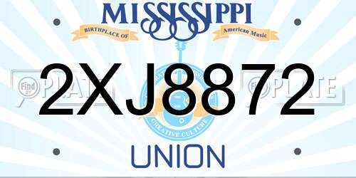 2XJ8872 Mississippi License Plate