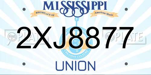 2XJ8877 Mississippi License Plate