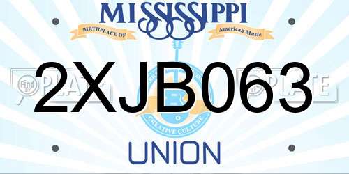 2XJB063 Mississippi License Plate