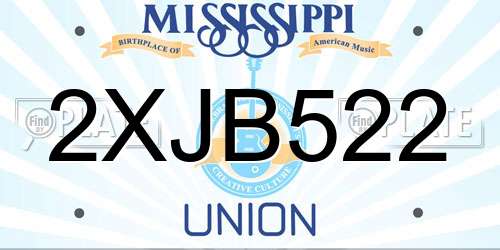 2XJB522 Mississippi License Plate