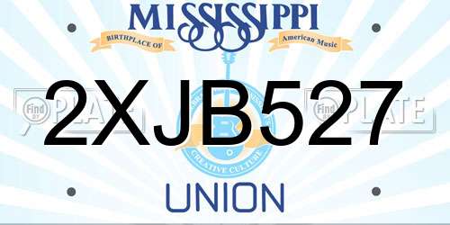 2XJB527 Mississippi License Plate