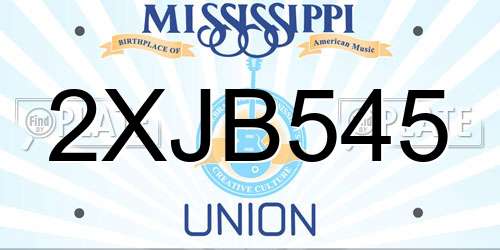 2XJB545 Mississippi License Plate
