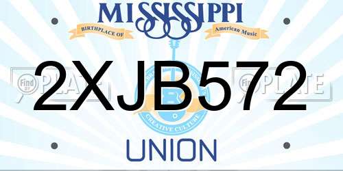 2XJB572 Mississippi License Plate